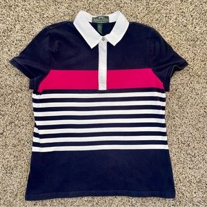 Lauren Ralph Lauren Active Navy Hot Pink Polo